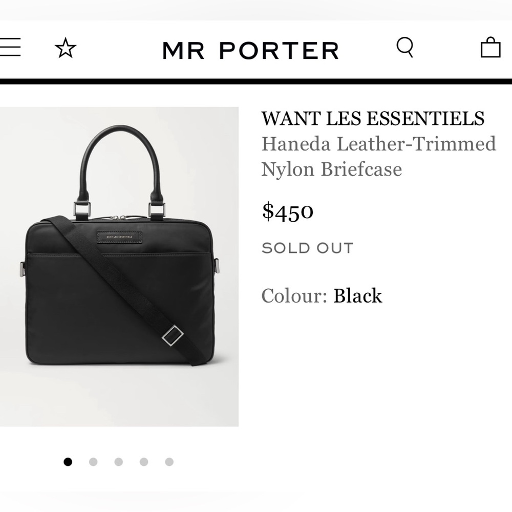 WANT Les Essentiels 'Haneda' Black Leather-Trimmed Nylon Briefcase - Picture 5 of 12